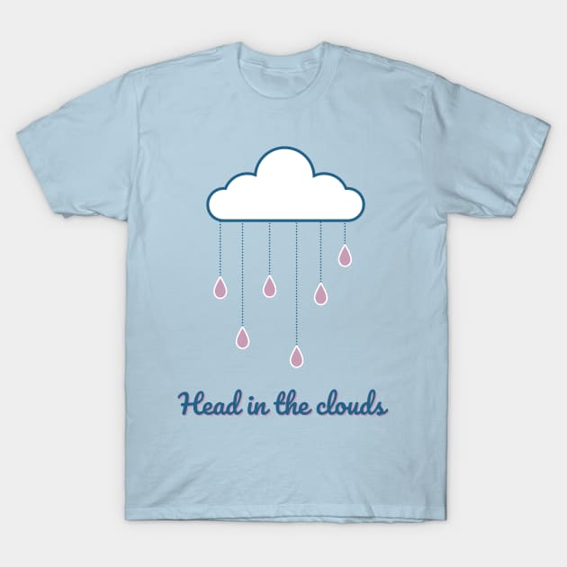 Head in the clouds baby blue cute cloud rain hearts T-Shirt by From Mars